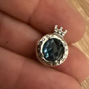Pandora Silver Brooch with Blue Gemstone